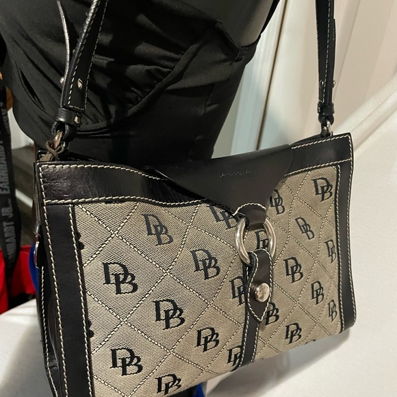 DOONEY AND BOURKE large ring flap grey and black canvas with black leather trim - Picture 4 of 16